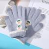 Korean Style WoWarm Gloves for Cold Protection Thickened Knitted Wool Flowers Tulips Cycling Touch Screen Fingers