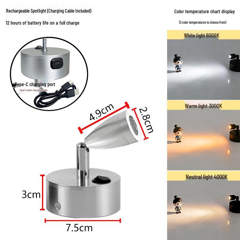 Wireless Jewelry Display Spotlights for Cabinets and Desktops