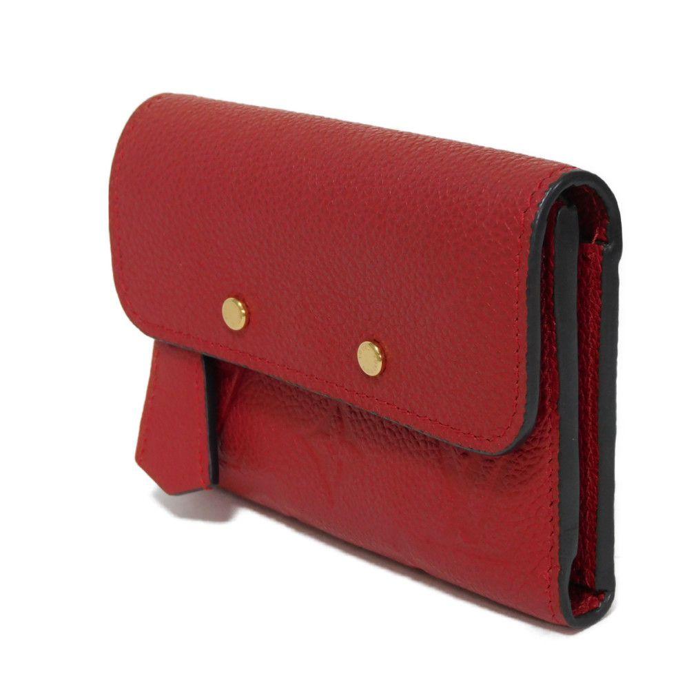 Used 12564 Portefeiulle Pont Neuf Compact M62185 7942 LV logo flower embossed Monogram Empreinte Series unisex from