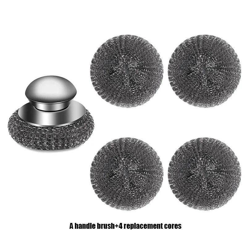 Stainless Steel Kitchen Pot Brush with Ergonomic Handle Wire Ball Cleaning Tools Home Kitchen Dish Washing Accessories