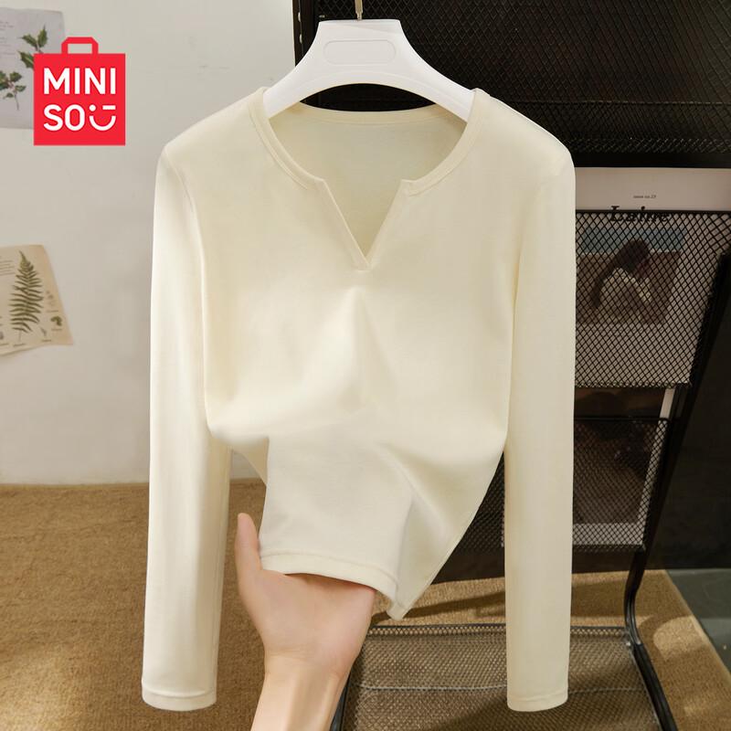 MINISO Women's V-Neck Long Sleeve Base Layer Top
