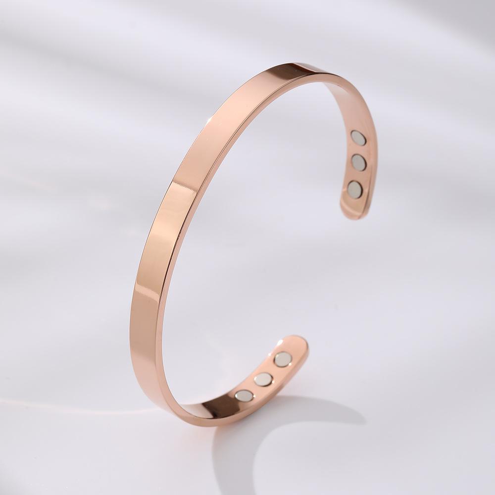 Titanium Steel Magnetic Bracelet Bangle for Men and Women, Copper Magnetic Bangle with Magnets, Adjustable Jewelry Gift