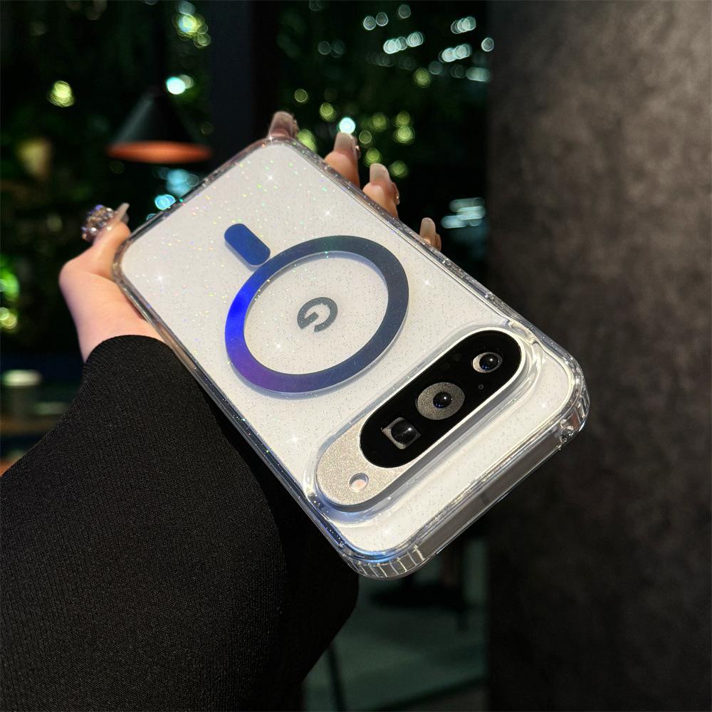 Applicable To Google Google Mobile Phone Case 9Pro/10proXL Terminator Pixel9A Glitter Magnetic Transparent Case
