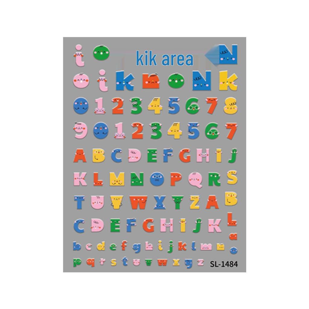 INS Style Cute Cartoon Letter & Number Nail Art Stickers for DIY Journals & Accessories