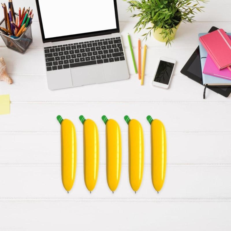 5 Stück Lustiger Bananenförmiger Stift Einziehbarer Kugelschreiber Neuheit Kugelschreiber für Kinderbelohnung Weihnachtsstrumpffüller