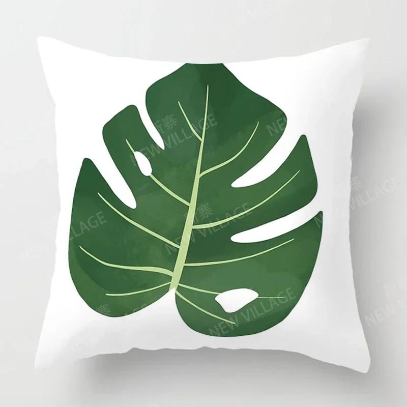 Nordic Fall Home Decor Autumn Throw Pillow Case Sofa Cushion Cover Modern 45x45cm 45*45 50x50 60x60cm 40*40cm Leaf Plant Green