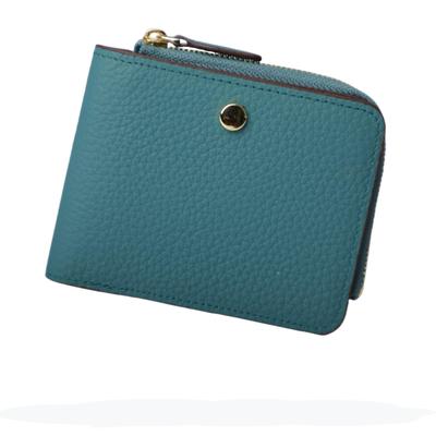 MR FONE Mini Genuine Bifold Compact Wallet with Coin RFID Popular Women's Wallet, Leather, Wallet, Purse, Anti-Skimming, Thin, (Blue Gray)