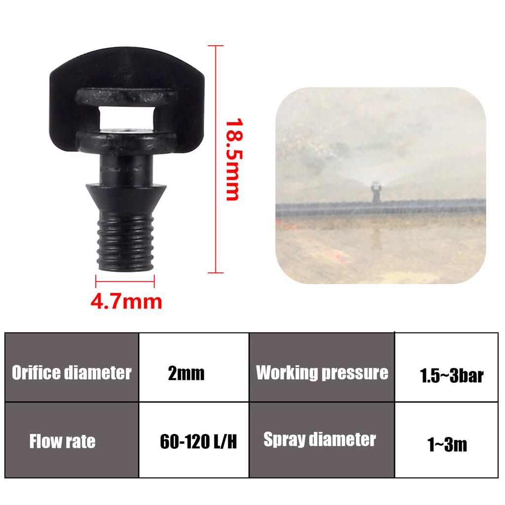 100Pcs Refraction Nozzle Garden Greenhouse Drip Irrigation Water Pipe Sprinkler Threaded Barbed Atomized Sprayer Watering Nozzle