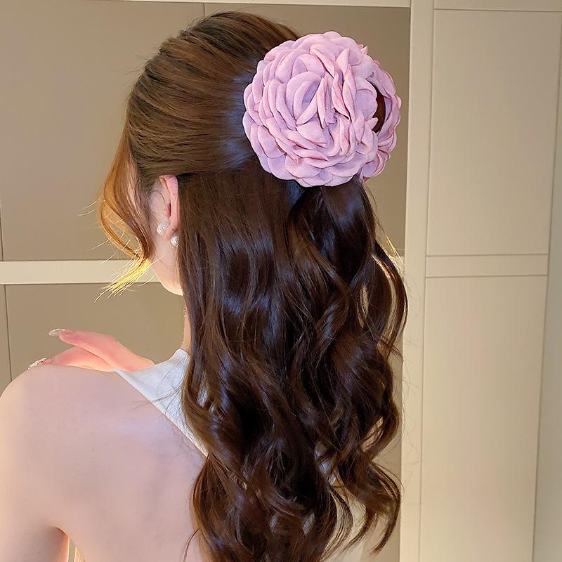 Korean Fashion Flower Hair Clip: Sweet Girl Shark Claw for Updos - Fresh, Stylish Hair Accessory