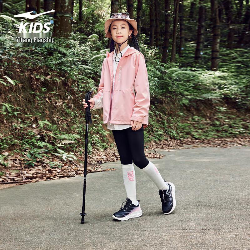 ERKE Girls' Hooded Thickened Zipper Windbreaker Jacket