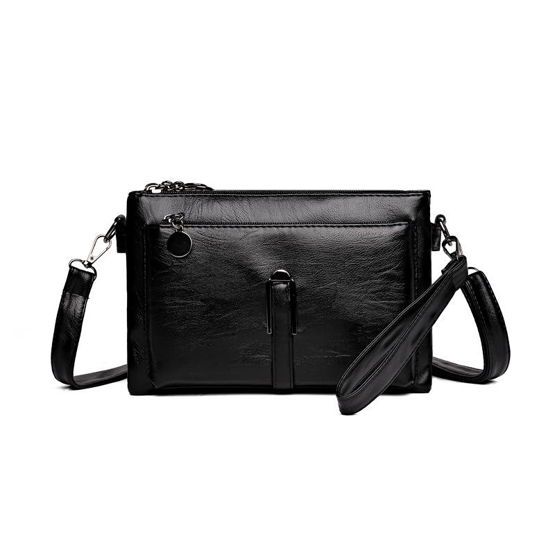 Vintage PU-Leder Mini-Tasche mit zwei Reißverschlusstaschen, Crossbody-Tasche, vielseitige Handgelenktasche für Einkäufe, den Alltag und Wochenendausflüge