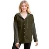 Women's Oversized Casual Long-Sleeve Button-Up Hoodie Knit Patchwork Hoodie With Pockets