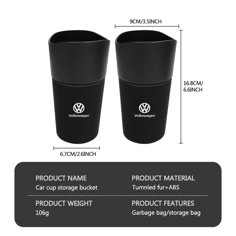 For Volkswagen VW Car Cup Shaped Trash Can Tumbled Fur Auto Storage Container Golf 4 5 6 7 Polo Jetta Sagitar Magotan Passat B5