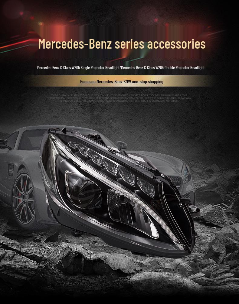 Mercedes-Benz C-Class W205 Double Projector LED Headlight for C200 C260 C300 C400 - Low to High Configuration