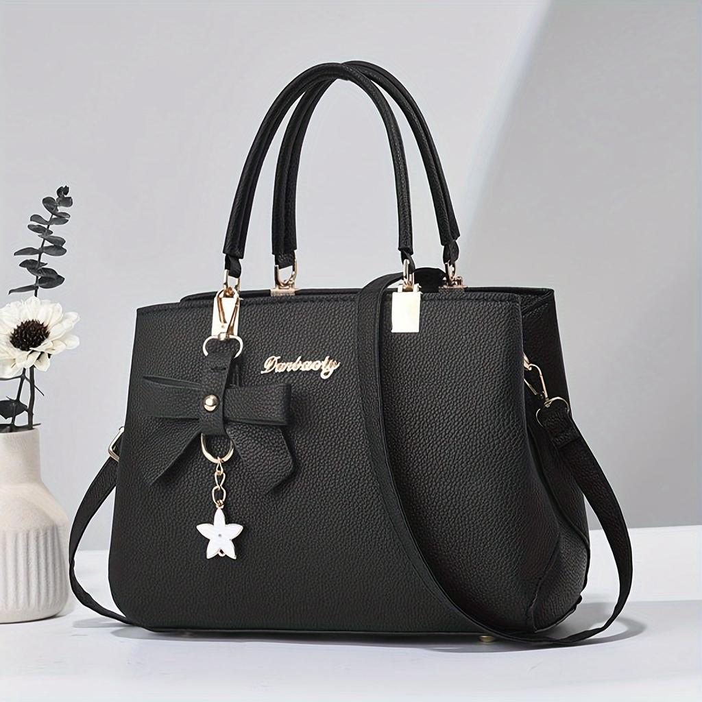 Elegant Shoulder Bag with Bowknot Decoration Multiple Compartments Fashion HandbagSuitable for Work Party and Daily Use