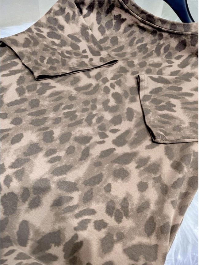 Leopard Print Loose Korean Style Short Sleeve Women's Top