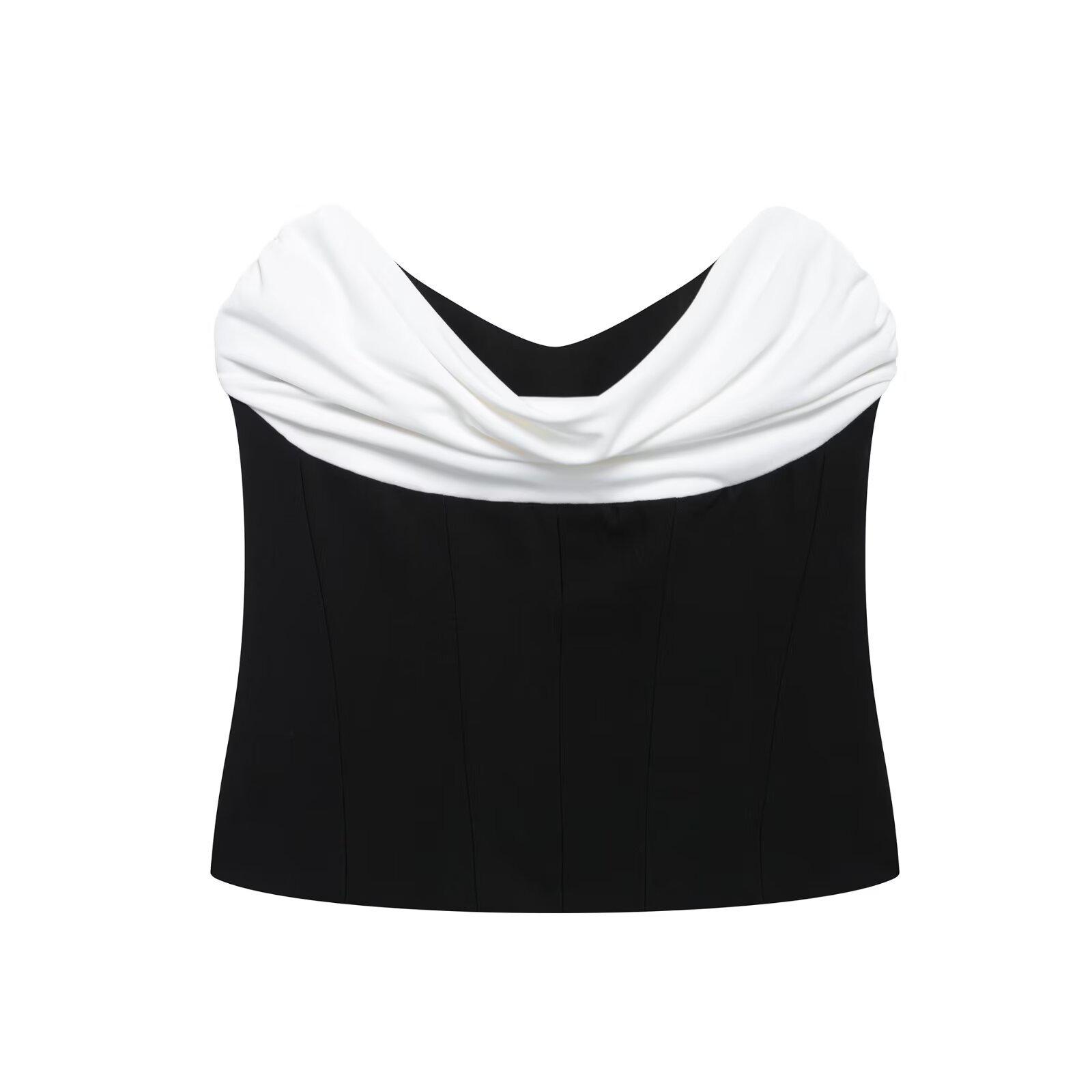 

Женский танк-топ TAOP&ZA с цветными блоками, облегающий, с открытыми плечами - Весенне-летняя мода Small чёрный