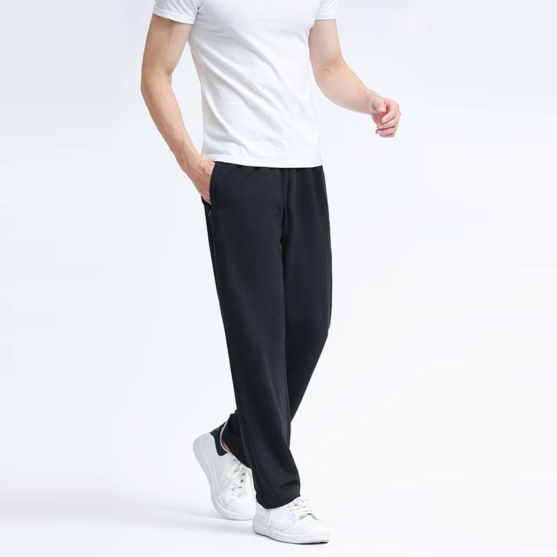 Li Ning Badminton Series Solid Color Logo Sports Straight Leg Casual Pants Men Bottoms Black AKLT807-1