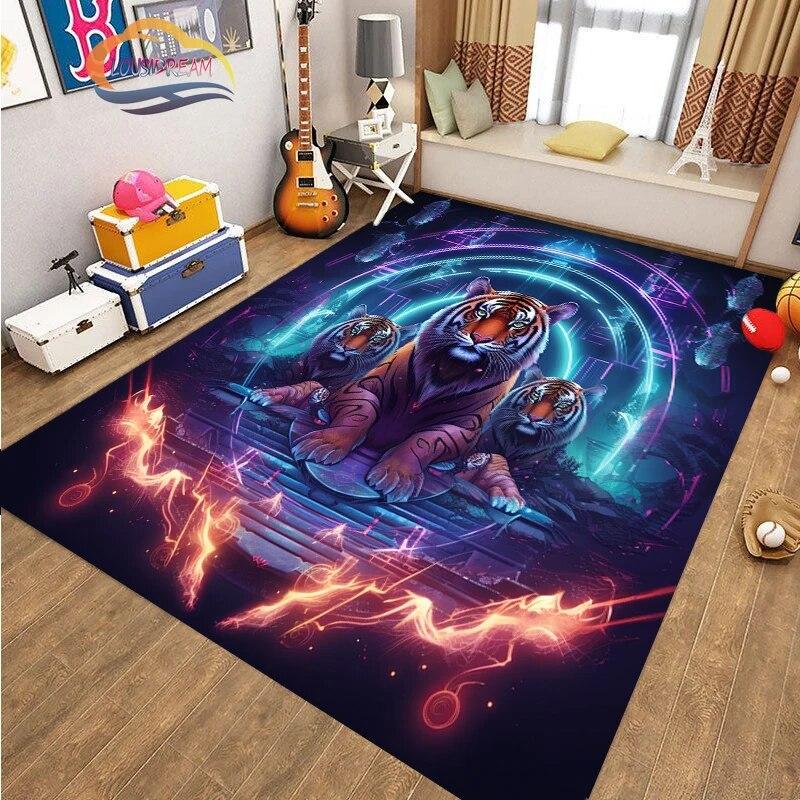 Covor de podea cu animale cool tigru art fashion covor Decorație casei cadouri covor Anti-alunecare pentru sufragerie și pat copil