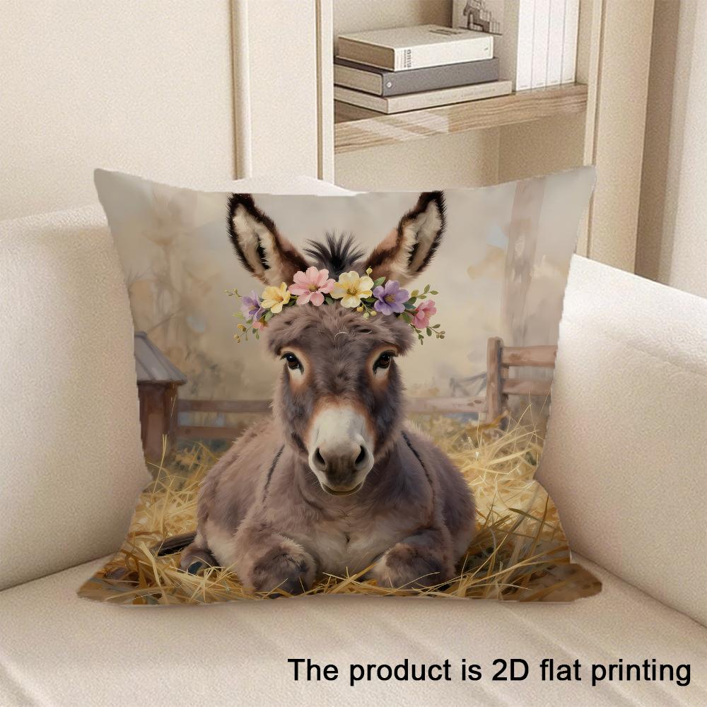 1pc 2D Flat Printed Animal Patterned Pillowcases Sofa Cushion Cover Home Bedroom Room Decoration