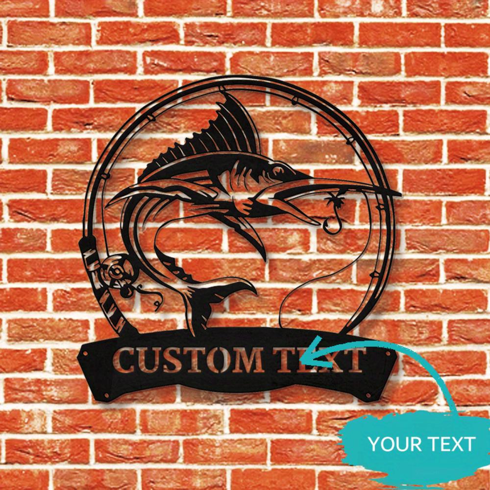 Custom Metal Marlin Wall Art Sign for Fishermen Home Garden Gift