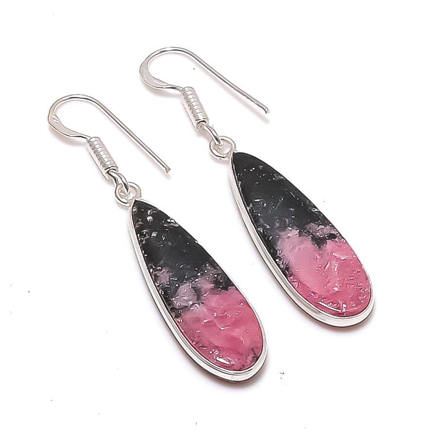 Natural Rhodonite Gemstone 925 Sterling Silver Jewelry Earring 1.89  AE-12263