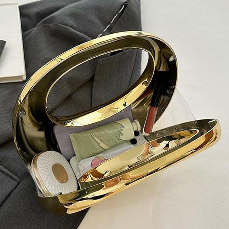 Acrylic Women Bags Luxury Crescent Moon Handbags New Fashion Personality Handbag Suitcase Makeup Dinner Bag Home Decoration