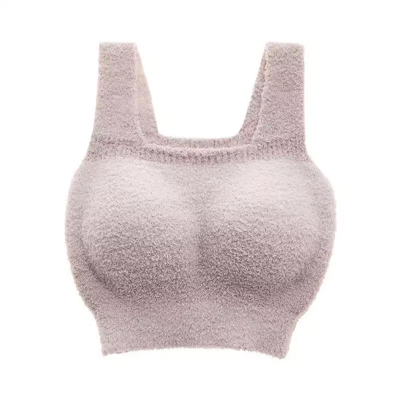 WTEMPO Plush Vest Women's Fleece Bra with Chest Pad Can Be Worn As An Inner Layer In Winter Warm Base Layer Top and A Slimming Undergarment