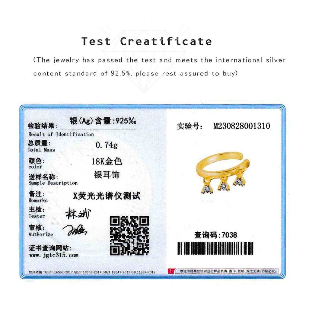 ANDYWEN 100% 925 Sterling Silver Gold Single Sparkly Cuff Piercing Clips Women Luxury Crystal Charm CZ Fine Jewelry Gift