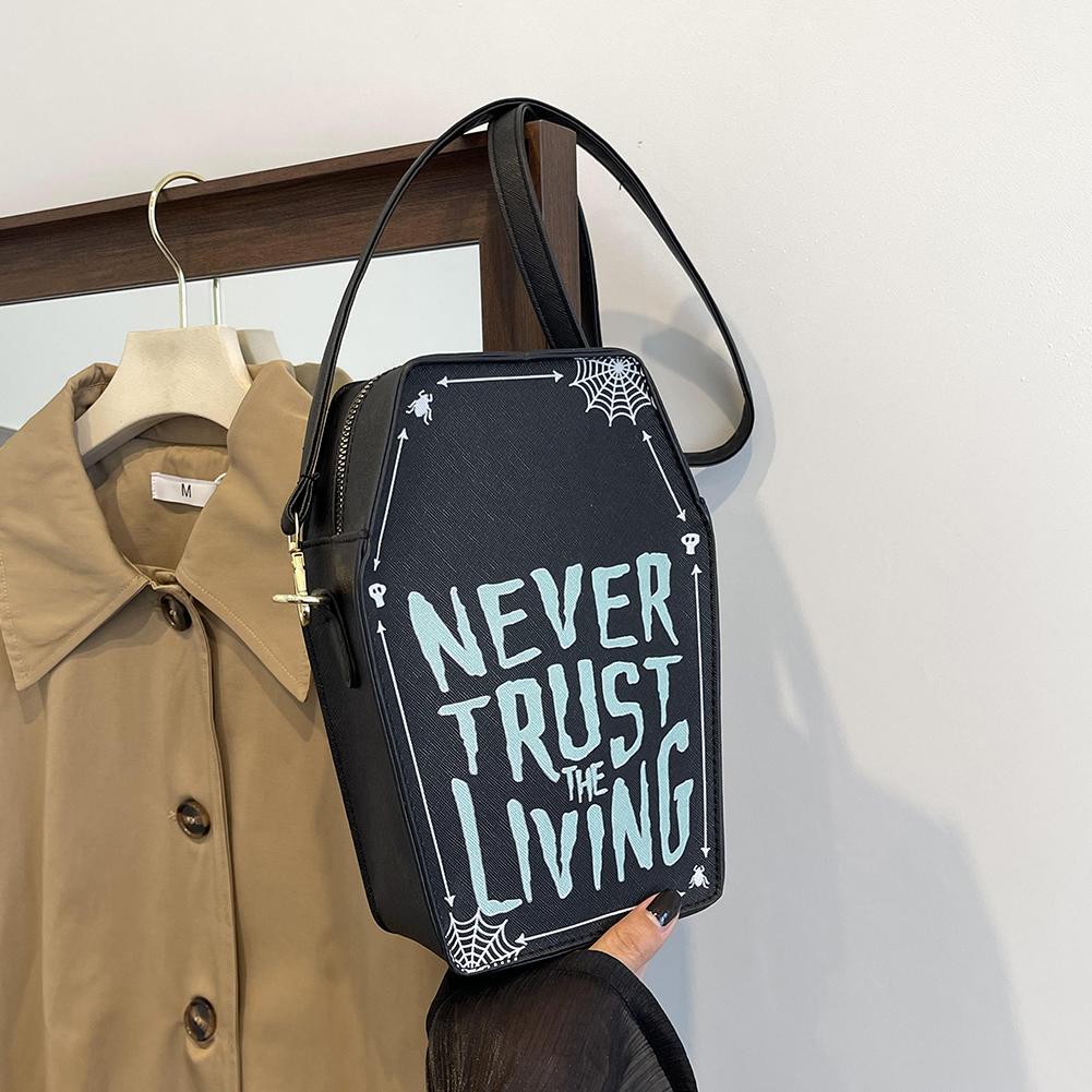 Women Coffin Satchel Purse Gothic Shoulder Bag PU Leather Skull Shape Cellphone Pouch Y2K Crossbody Bags Halloween Versatile Bag