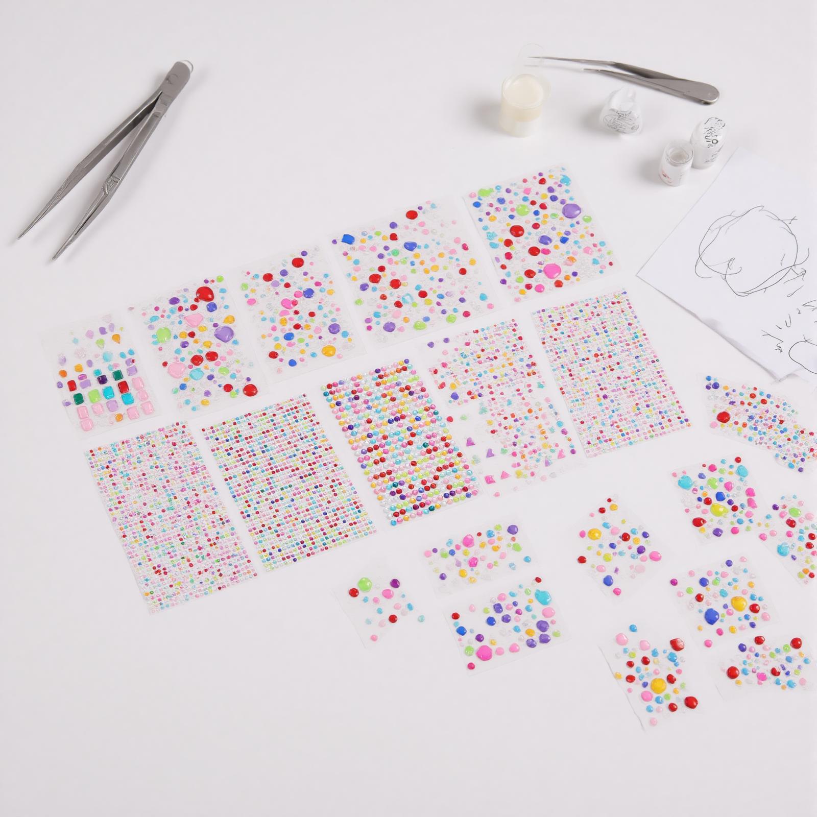 

10 Sheets Rhinestone Jewel Stickers Self Adhesive Acrylic Jewel Stickers Flat Back Pearls for Nail Art Scrapbooking Crafts