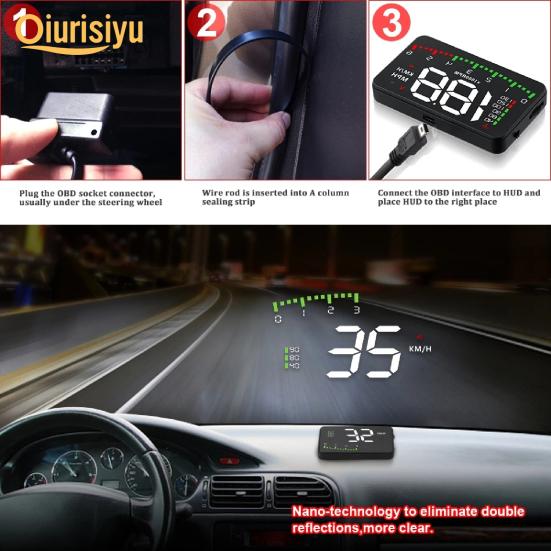 Head Up Display Digital Car Display Tachometer A900 Windschutzscheibenprojektor Bequeme Breite Kompatibilität Stabile 3,5-Zoll-Head-Up-Anzeige Für Auto Schwarz