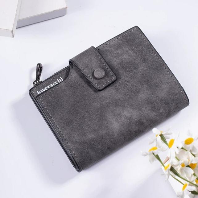 High Quality Women Wallet Revival Short Nubuck Leather Wallets for Female Three Fold Fashion Zipper Hasp Coin Purse Holders