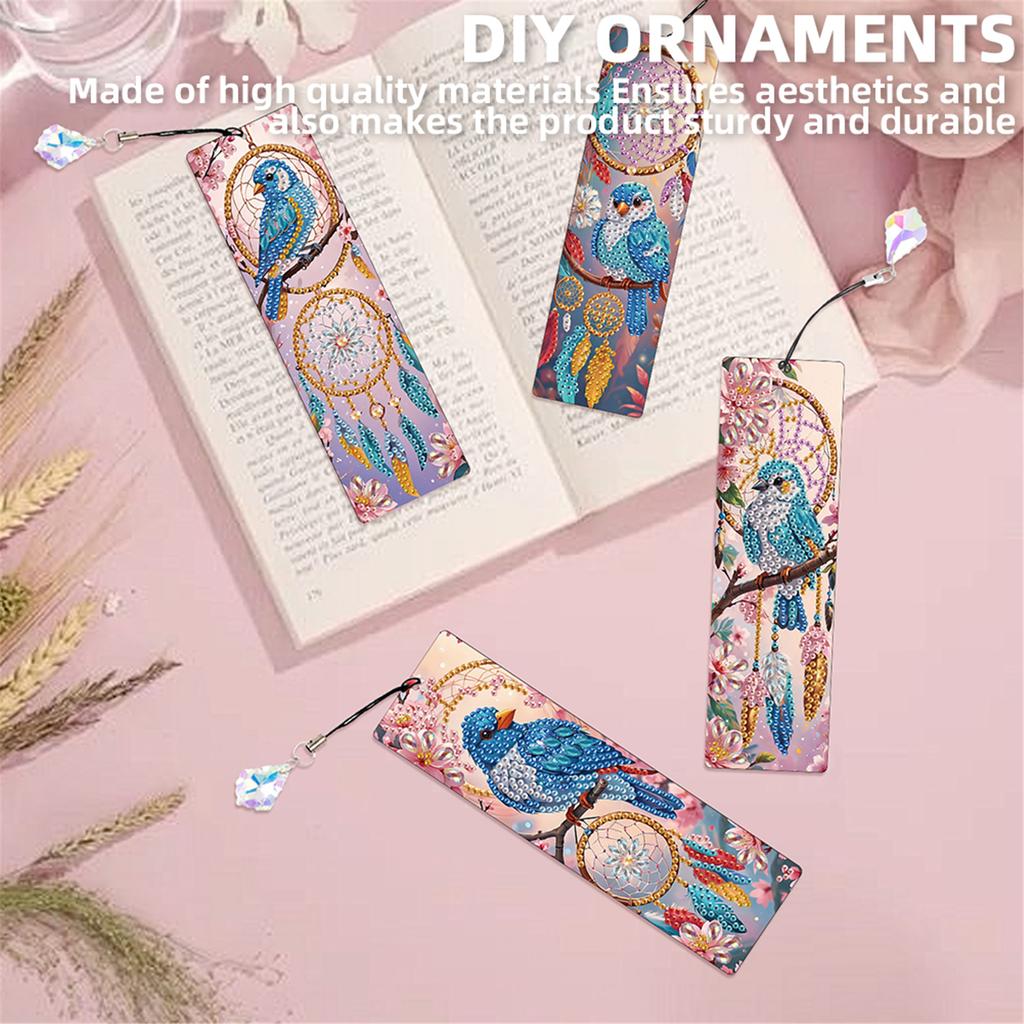 12Pcs DIY Diamond Art Bookmark with Crystal Pendant Water Diamond Art Bookmark for Readers Home Office Book Decor & Gift Idea