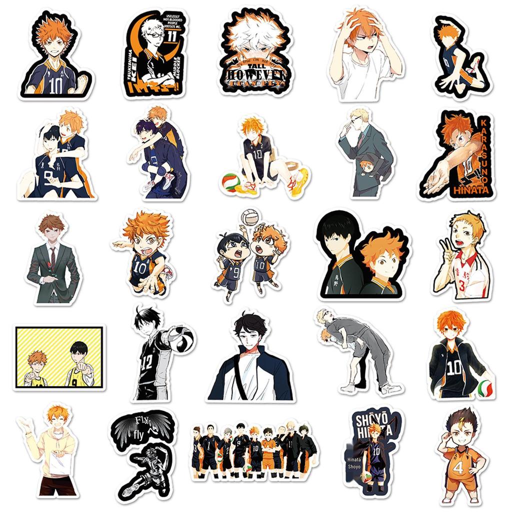 Haikyuu!! Anime Stickers: 52-Piece Waterproof Set for Notebook, Car, Motorcycle, Suitcase