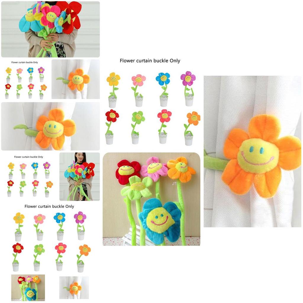 Sunflower Rose Window Treatment Tieback Short Plush 8 Vivid Colors 3 Height Options