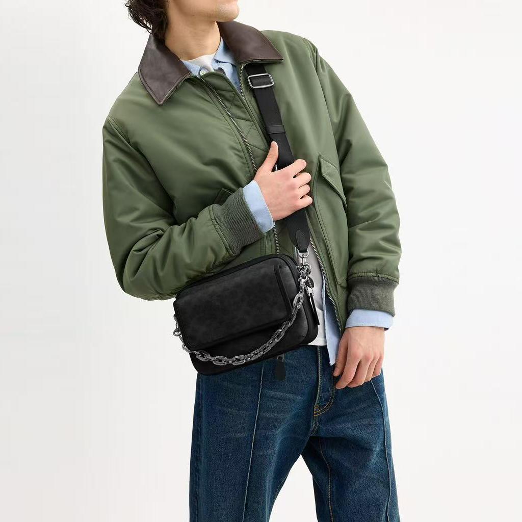 Coach Charter 24 Removable Chain Shoulder Bag With Magnetic Closure Men Shoulder Bag Black CR712-OY2