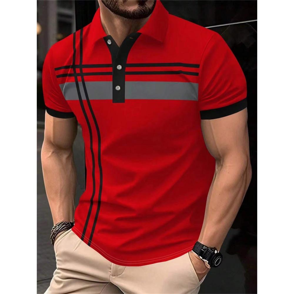 3D Printed Polo Shirt Casual Breathable Oversized Pullovers Tees