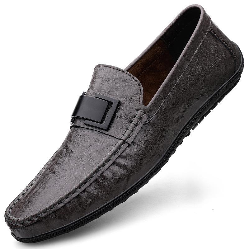Men's Shoes Large Size Doudou Shoes Summer New Driving Shoes Genuine Leather One-pedal Lazy Shoes Casual Men's Leather Shoes
