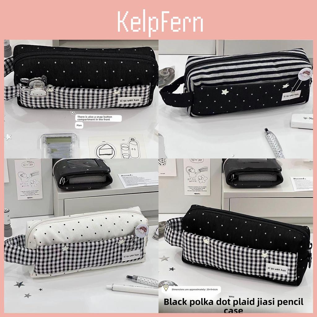 Style Fabric Pencil Pouch With Star Pattern For School And Travel