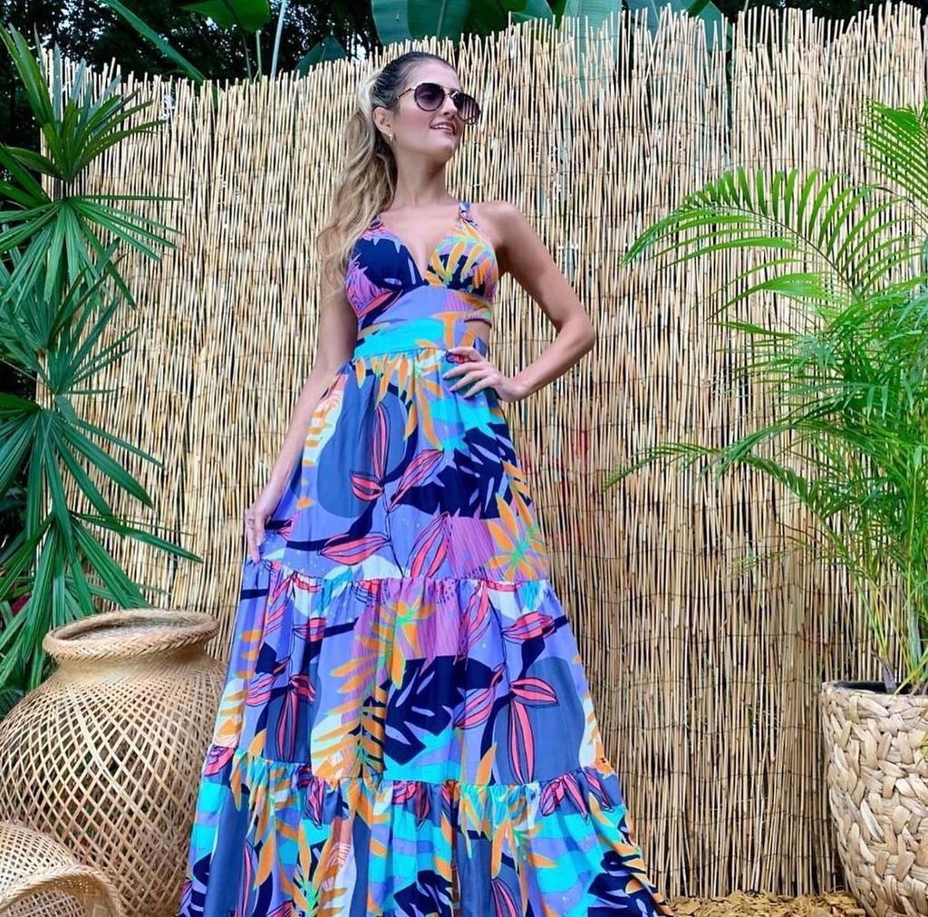 Spring And Summer New European And American Women'S Clothing Fashion Printed Sexy Dress, Suspender Deep V Sleeveless Backless Dress