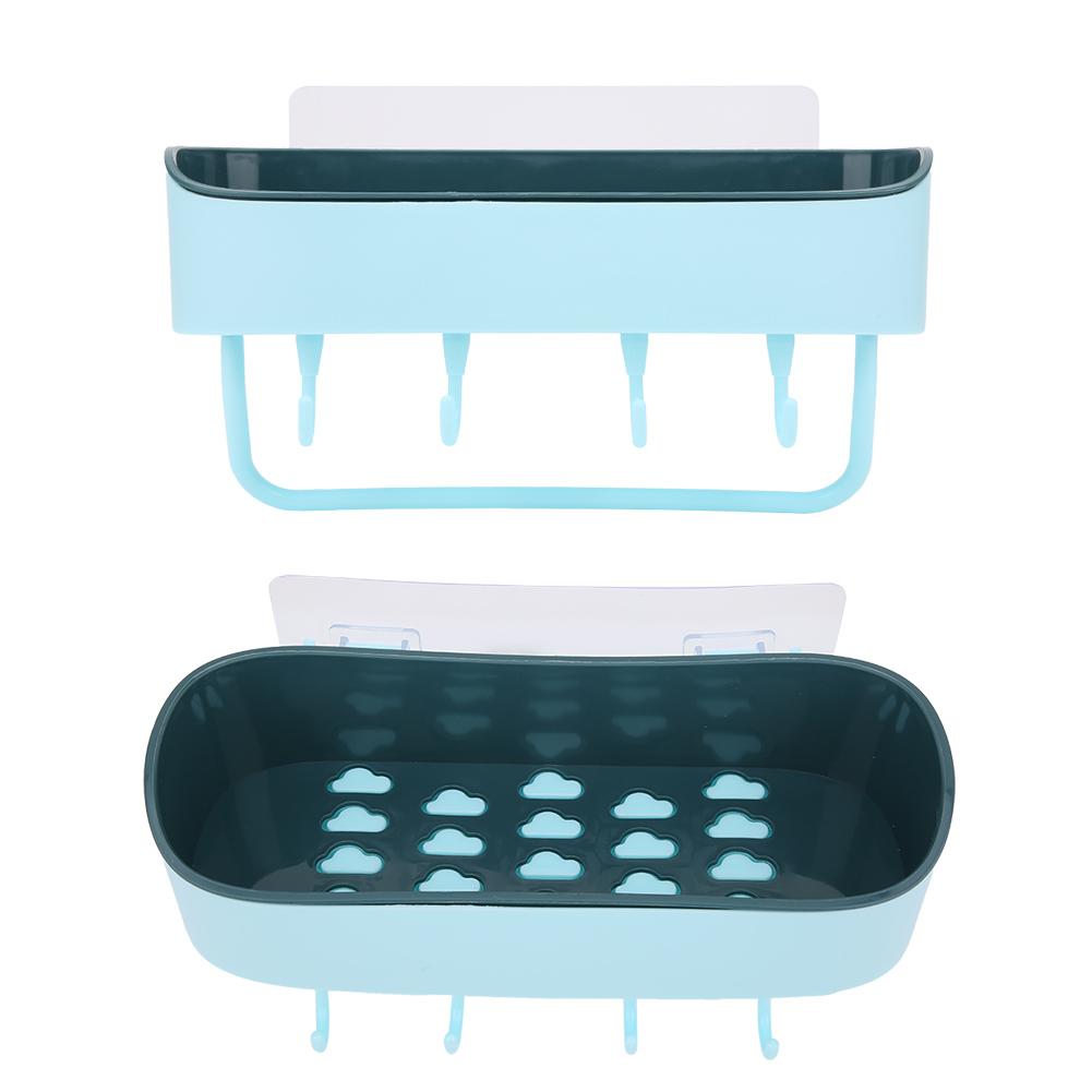 Beznástěnná nástěnná koupelnová police Šampon Mýdlo na tělo Úložný regál Organizér Příslušenství(Světle modrá )