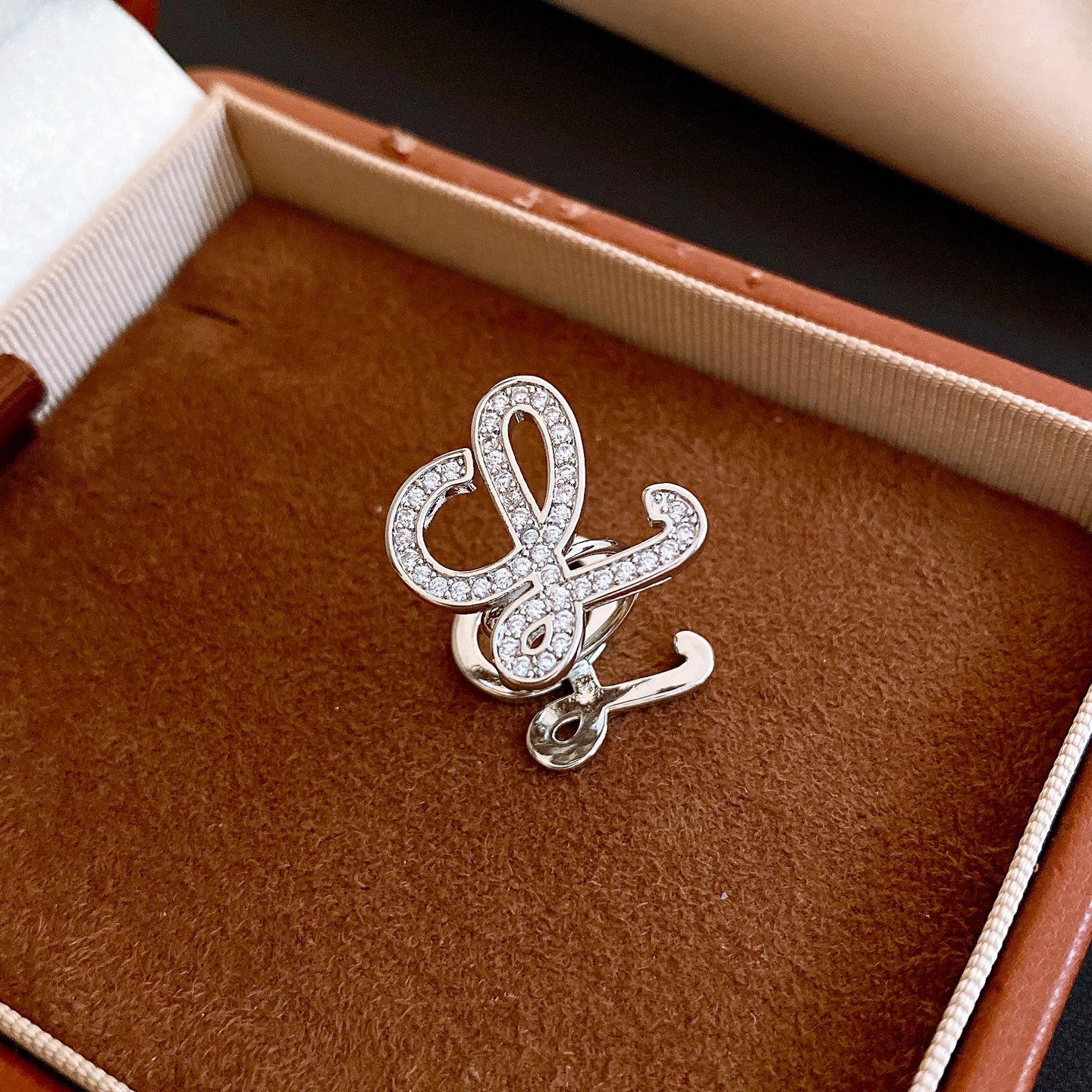 Korean ins wind zircon flower pearl ear clips women s no ear piercings niche versatile earrings earrings