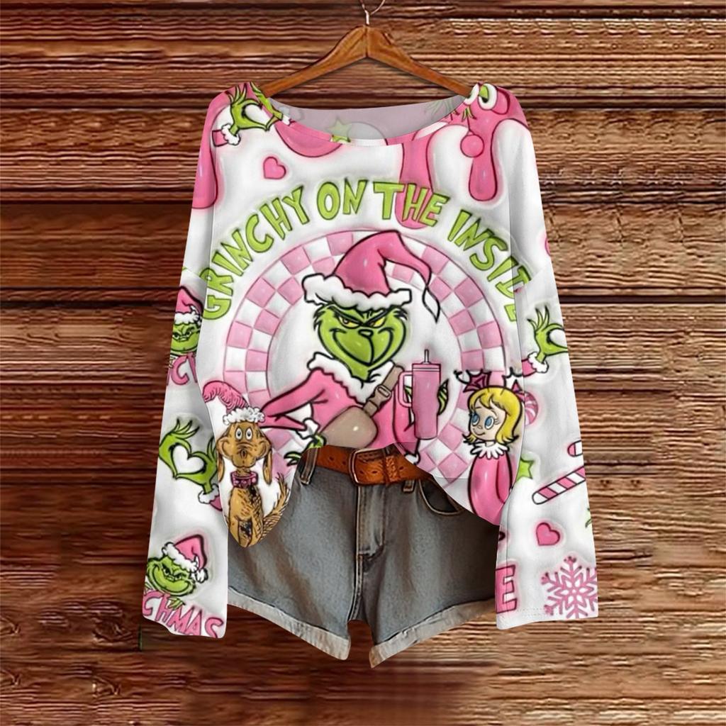 Long Sleeve Shirts For Women Printed Tees Blouses Casual Plus Size Basic Tops Pullover