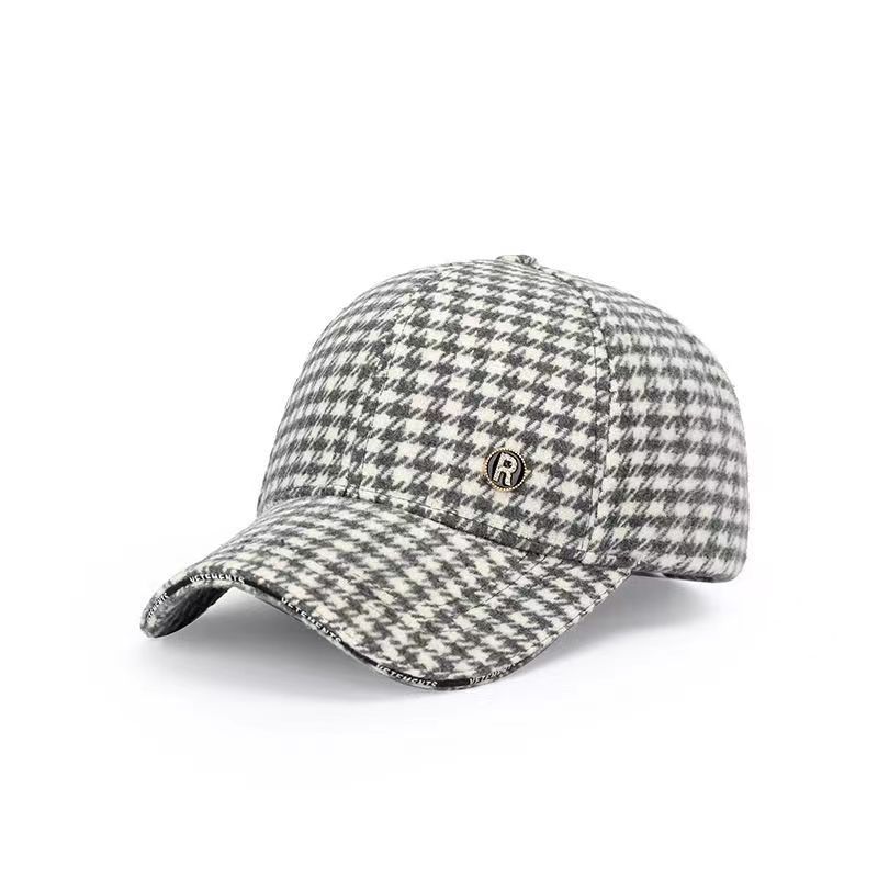 Autumn And Winter Baseball Cap Women S Fashion Thousand Bird Plaid Couple Duck Hat Casual Versatile Outdoor Warm Hat Adjustable серый