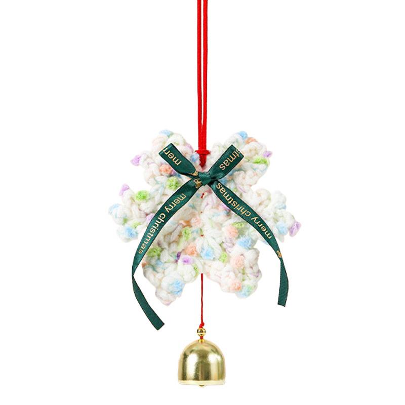 

1 шт. Рождественская елка ручной работы с колокольчиком, готовая, вязаная крючком, подвеска на дверь, на ручку двери, милая и креативная