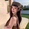 Sun Protection Straw Boater Hat Lightweight Flat Top Beach Hat Handwoven Sun Cap  Beach Vacation
