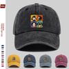 Simple Cartoon Four-Grid Printed Washed Vintage Soft Top Sunshade Baseball Cap Unisex Versatile Baseball Cap