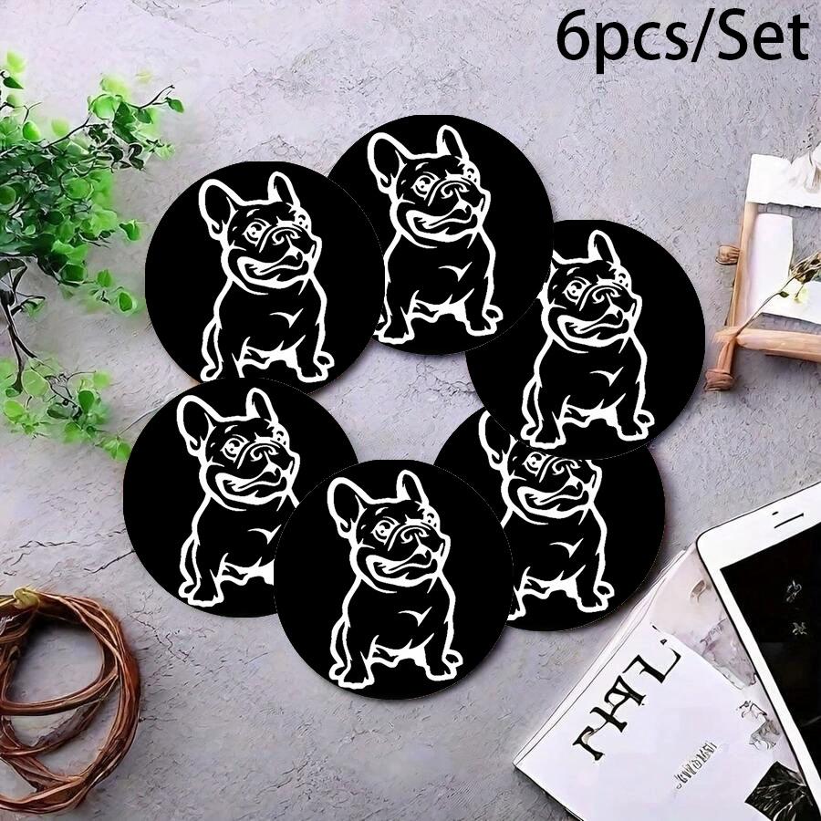 

Set of 6 EVA Coasters Featuring French Bulldogs Non-Slip Car Coasters Pet-Themed Additions