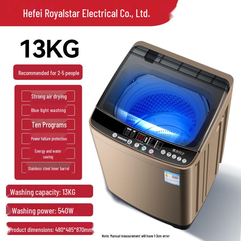 10kg Fully Automatic Washer-Dryer with Compact Pulsator for Households and Rentals